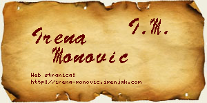 Irena Monović vizit kartica